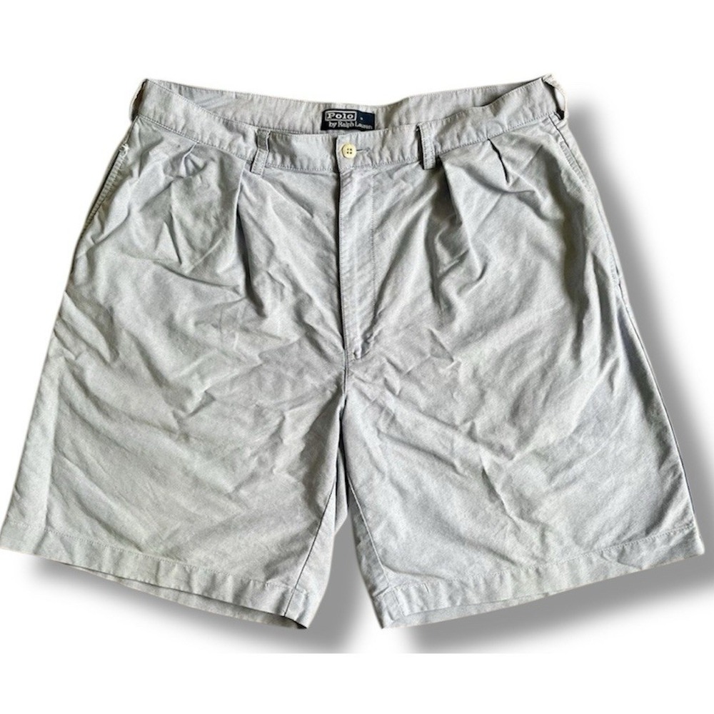 Polo Ralph Lauren Tyler Shorts Mens 36 Light Blue Pleated 100% Cotton